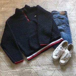 Tommy Hilfiger Sport Navy Three-Quarter Zip Fleece